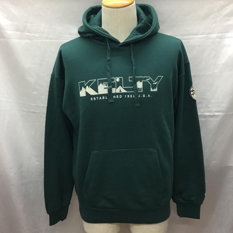 ケルティ KELTY パーカー 長袖 長袖パーカー フード付きパーカー プリントスウェット トレーナー S ロゴ、文字 緑 / グリーン /  メンズ USED 古着 中古 10122347