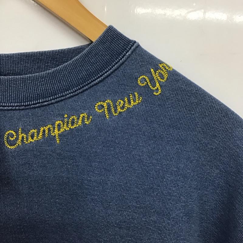 チャンピオン Champion カットソー 半袖 c3-b011 ショートスリーブスウェットシャツ クルーネックカットソー L ロゴ、文字 インディゴ / インディゴ /  メンズ USED 古着 中古 10131244