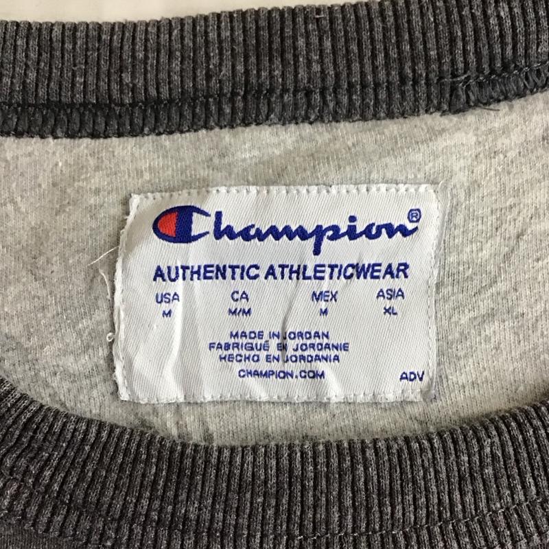 チャンピオン Champion トレーナー 長袖 長袖トレーナー スウェット クルーネック リブスウェットカットソー XL ロゴ、文字 灰 / グレー /  メンズ USED 古着 中古 10118255