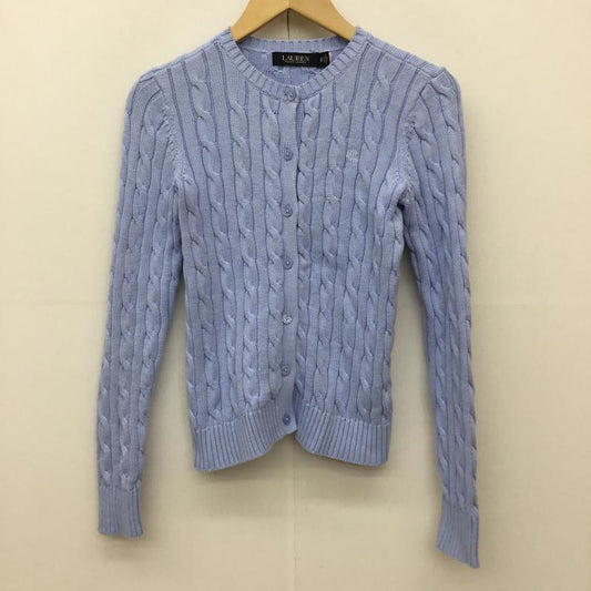 ローレンラルフローレン LAUREN RALPH LAUREN カーディガン 長袖 XS ロゴ、文字 水色 / ライトブルー /  レディース USED 古着 中古 10135643