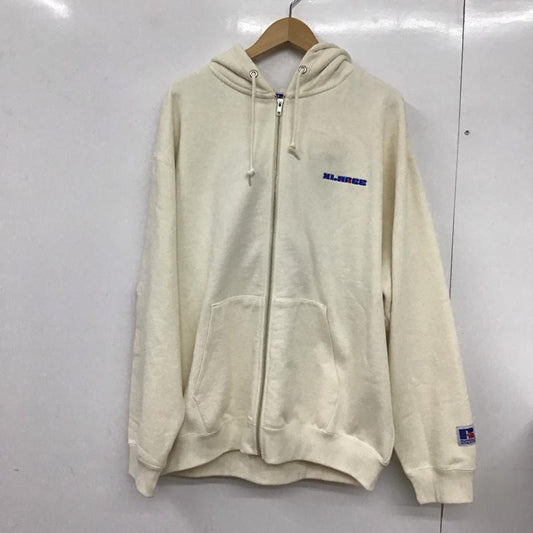 ラッセルアスレティック Russell Athletic パーカー 長袖 ジップアップパーカー 長袖パーカー カジュアルジャケット xlarge XL ロゴ、文字 オフホワイト / オフホワイト /  メンズ USED 古着 中古 10132167