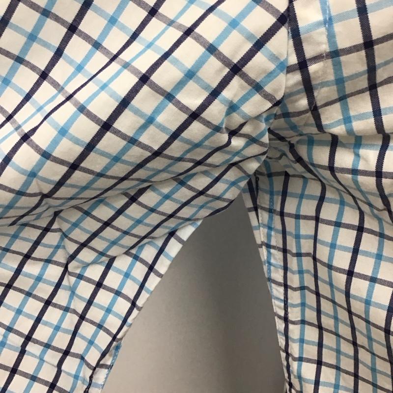 トミーヒルフィガー TOMMY HILFIGER シャツ、ブラウス 長袖 ボタンダウン 胸ポケット チェック M ワンポイント 白 / ホワイト / X 青 / ブルー / X 紺 / ネイビー /  メンズ USED 古着 中古 10112920