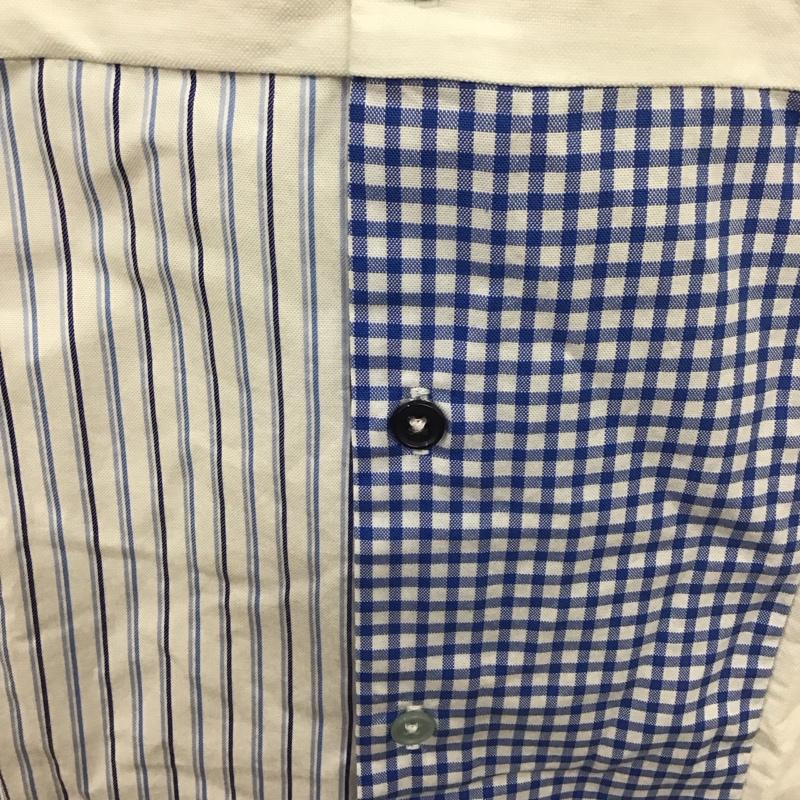 ビームス ハート BEAMS HEART シャツ、ブラウス 半袖 M 無地 X チェック X ストライプ 白 / ホワイト / X 水色 / ライトブルー /  メンズ USED 古着 中古 10111214