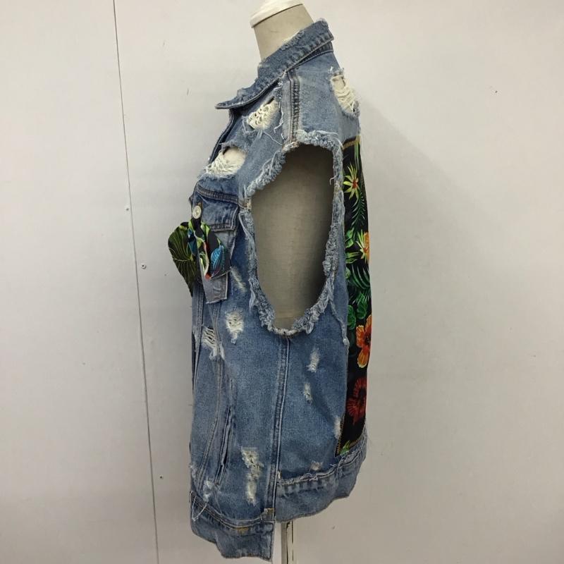 ザラ ZARA ベスト ベスト デニム 2 ダメージ加工 青 / ブルー /  レディース USED 古着 中古 10114454