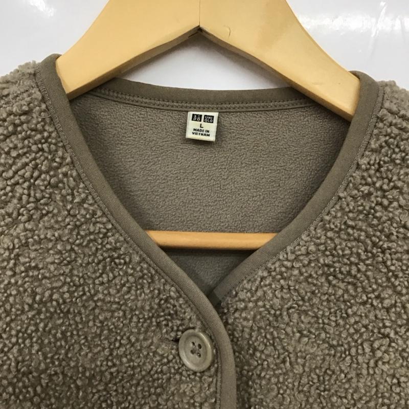 ユニクロ UNIQLO ジャケット、上着 ジャケット、ブレザー 241-408760 フリースノーカラージャケット L 無地 茶 / ブラウン /  レディース USED 古着 中古 10130308