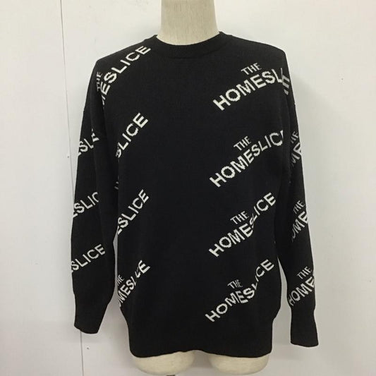 アイテムズ アーバンリサーチ ITEMS URBAN RESEARCH ニット、セーター 長袖 wh77-12y028 長袖ニットカットソー クルーネックカットソー プリントニットカットソー 38 プリント 黒 / ブラック /  メンズ USED 古着 中古 10108041