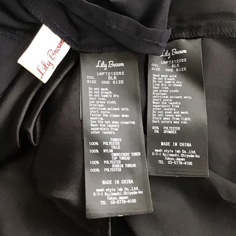 リリー ブラウン Lily Brown カットソー 半袖 lwft212062 エンブロイダリーレースブラウス ノースリーブカットソー 無地 X 花柄 黒 / ブラック /  レディース USED 古着 中古 10118007