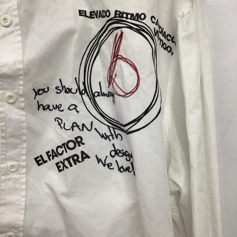 デシグアル Desigual シャツ、ブラウス 長袖 長袖シャツ ノーカラーシャツ XXL プリント 白 / ホワイト /  メンズ USED 古着 中古 10147310