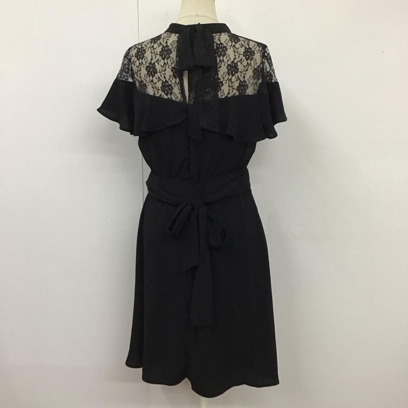 ヘザー Heather ワンピース ひざ丈スカート HE070259TO レース 半袖 FREE 無地 黒 / ブラック /  レディース USED 古着 中古 10116666