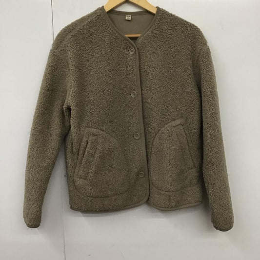 ユニクロ UNIQLO ジャケット、上着 ジャケット、ブレザー 241-408760 フリースノーカラージャケット L 無地 茶 / ブラウン /  レディース USED 古着 中古 10130308