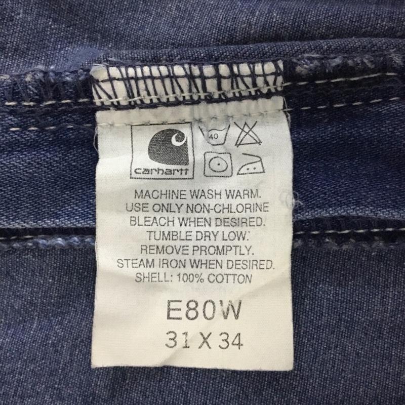カーハート Carhartt パンツ デニム、ジーンズ デニムパンツ ワイドパンツ ストレートパンツ カジュアルパンツ カーゴパンツ 31インチ 無地 インディゴ / インディゴ /  メンズ USED 古着 中古 10115644