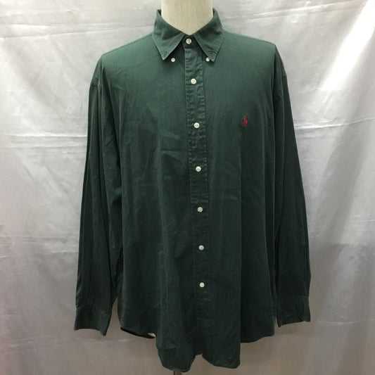 ラルフローレン RALPHLAUREN シャツ、ブラウス 長袖 長袖シャツ カラーシャツ 長袖カットソー ボタンダウンシャツ L ロゴ、文字 緑 / グリーン /  メンズ USED 古着 中古 10114840