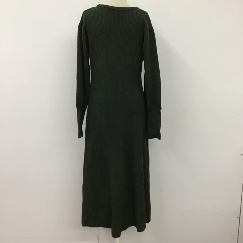 ビームス ハート BEAMS HEART ワンピース ロングスカート 長袖ニットワンピース ロングワンピース リブニット 無地 カーキ / カーキ /  レディース USED 古着 中古 10117481