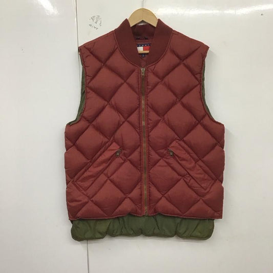 トミーヒルフィガー TOMMY HILFIGER ベスト ベスト ジップアップベスト ノースリーブ ダウンベスト 90s M 無地 えんじ / ワインレッド /  メンズ USED 古着 中古 10129233