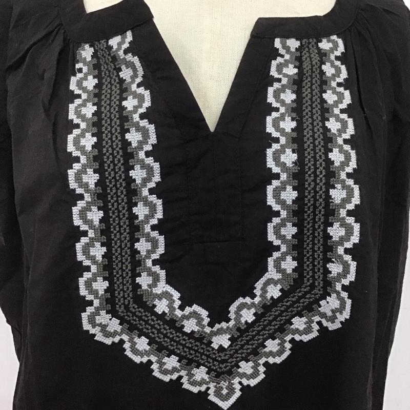 サニーレーベル Sonny Label ワンピース ロングスカート LA85-26K905 フレンチスリーブ FREE 刺繍 黒 / ブラック /  レディース USED 古着 中古 10108615