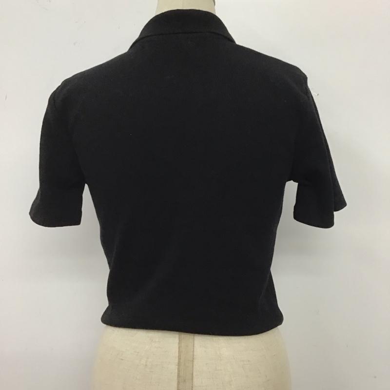 ザラ ZARA カットソー 半袖 1660 318 800 リブ クロップド丈 スキッパー ポロシャツ M 無地 黒 / ブラック /  レディース USED 古着 中古 10109661