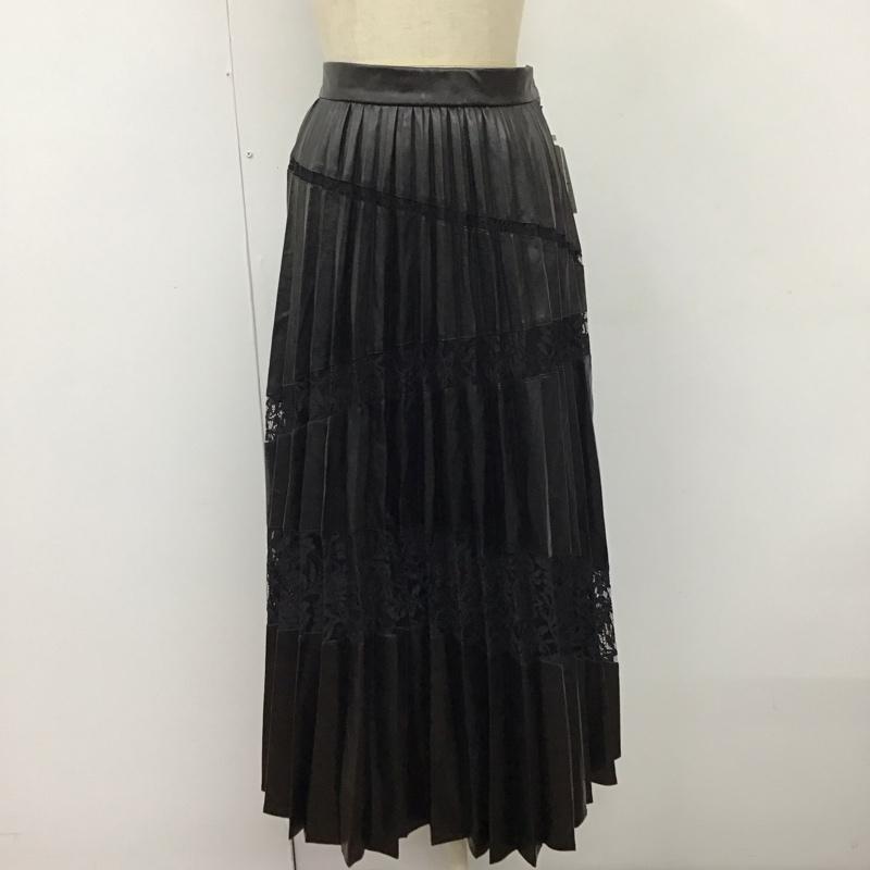 リエンダ rienda スカート ロングスカート 110EA631-1660 バイアスレースフェイクレザーJWプリーツSK ロングスカート フレアスカート S 無地 黒 / ブラック /  レディース USED 古着 中古 10115176