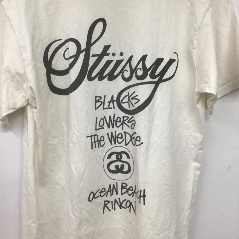 ステューシー STUSSY Tシャツ 半袖 半袖カットソー プリントTシャツ クルーネックカットソー M プリント 白 / ホワイト /  メンズ USED 古着 中古 10148263