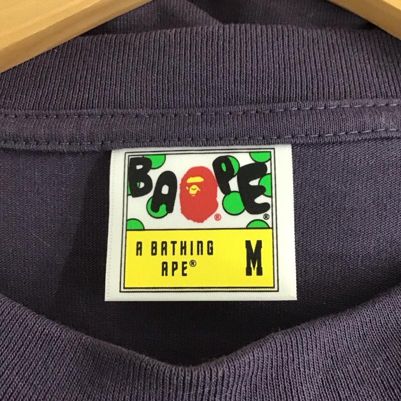 アベイシングエイプ A BATHING APE カットソー 長袖 長袖カットソー 無地カットソー クルーネック M ロゴ、文字 紫 / パープル /  メンズ USED 古着 中古 10132083