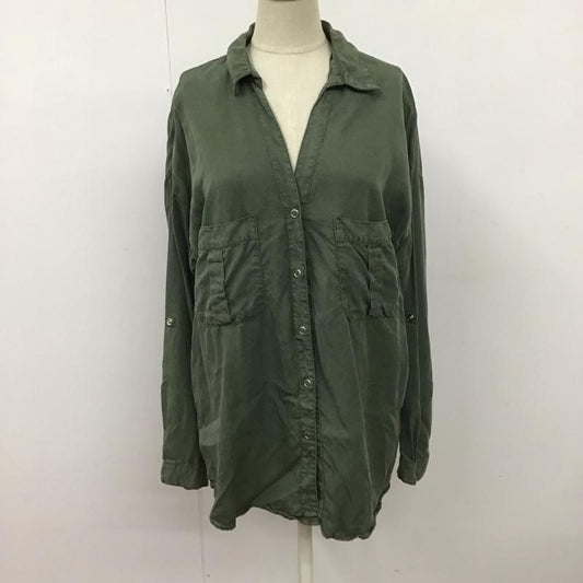 ザラ ZARA シャツ、ブラウス 長袖 長袖シャツ 無地シャツ カラーシャツ ミリタリーシャツ M 無地 カーキ / カーキ /  レディース USED 古着 中古 10126498