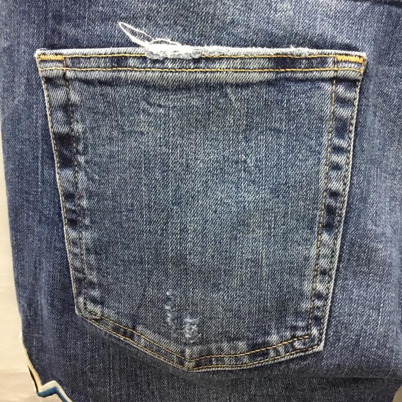ザラ ZARA パンツ デニム、ジーンズ デニムパンツ スリムパンツ ストレッチパンツ ジーンズ ワッペン 46インチ ロゴ、文字 インディゴ / インディゴ /  メンズ USED 古着 中古 10120253