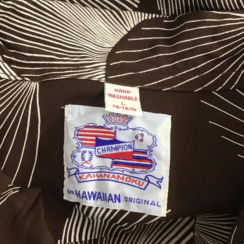 デュークカハナモク DUKE KAHANAMOKU シャツ、ブラウス 半袖 DK37570 DUKE S SHELL スペシャルエディション アロハシャツ 箱有 L 総柄 茶 / ブラウン /  メンズ USED 古着 中古 10107551