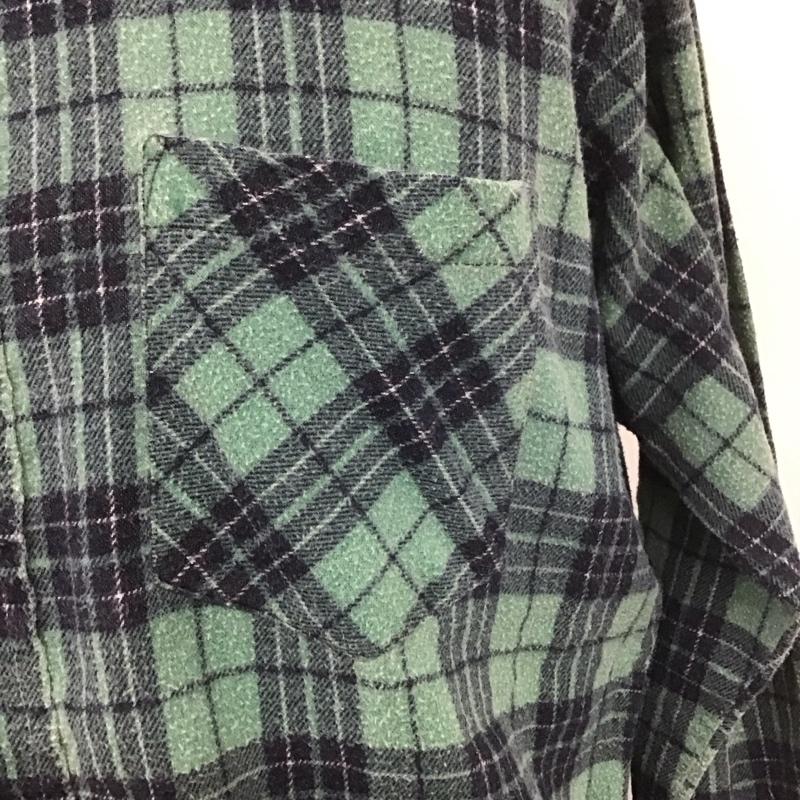 古着 USED シャツ、ブラウス 長袖 M チェック 緑 / グリーン / X 紺 / ネイビー /  メンズ USED 古着 中古 10107045