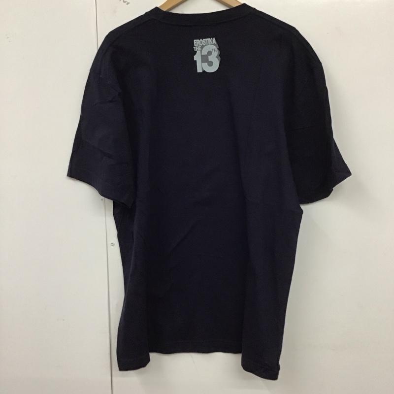 エロスティカ EROSTiKA Tシャツ 半袖 半袖カットソー プリントTシャツ クルーネックカットソー XL プリント 紺 / ネイビー /  メンズ USED 古着 中古 10130093