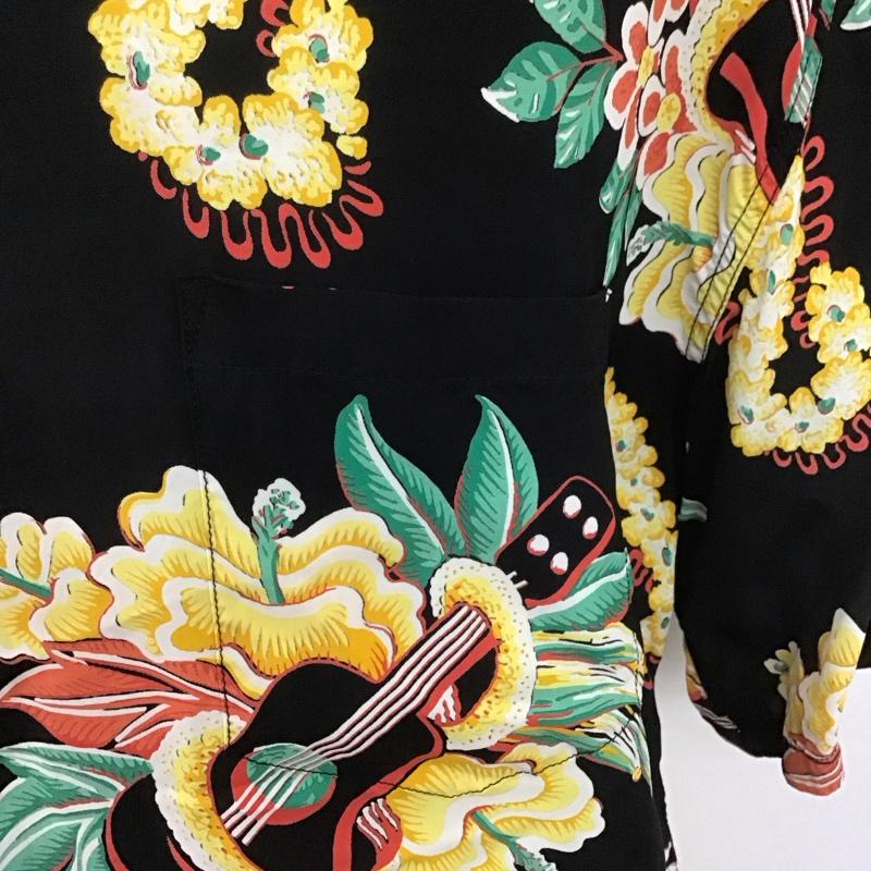 サンサーフ SUN SURF シャツ、ブラウス 半袖 SS38565 アロハシャツ マッキントッシュ ウクレレ 半袖シャツ XL プリント 黒 / ブラック /  メンズ USED 古着 中古 10106769