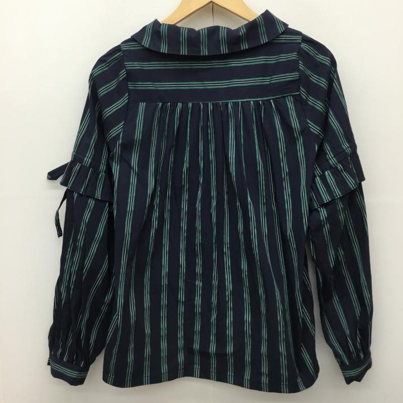 ソマリ somari シャツ、ブラウス 長袖 1 ストライプ 紺 / ネイビー / X 緑 / グリーン /  レディース USED 古着 中古 10141834