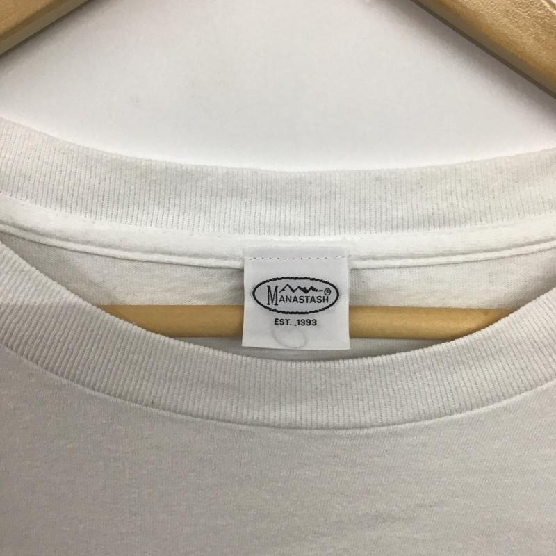 マナスタッシュ MANASTASH Tシャツ 半袖 半袖カットソー プリントTシャツ クルーネックカットソー XL ロゴ、文字 白 / ホワイト /  メンズ USED 古着 中古 10141410
