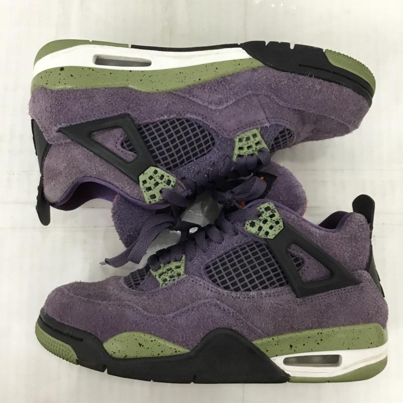 ナイキ NIKE スニーカー スニーカー AQ9129-500 WMNS AIR JORDAN 4 RETRO 23.5cm 23.5cm ワンポイント 紫 / パープル / X 黒 / ブラック / X カーキ / カーキ /  レディース USED 古着 中古 10109899