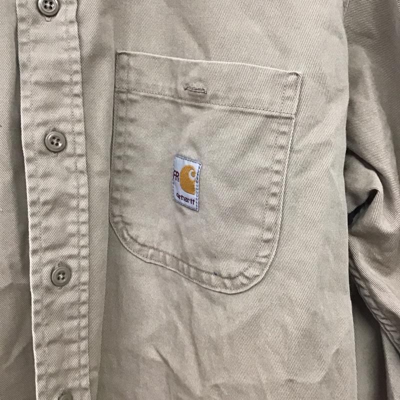 カーハート Carhartt シャツ、ブラウス 長袖 長袖シャツ 無地シャツ カラーシャツ ボタンダウンシャツ L ロゴ、文字 ベージュ / ベージュ /  メンズ USED 古着 中古 10143419