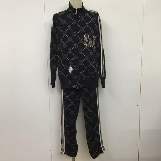 ガルフィー GALFY セットアップ セットアップ セットアップ ジャージ ジップアップジャケット ワイドパンツ 2点セット L プリント 黒 / ブラック /  レディース USED 古着 中古 10138405