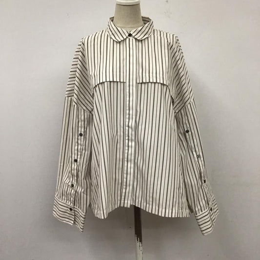 アメリカンホリック AMERICAN HOLIC シャツ、ブラウス 長袖 HA21L0A1000 イージーケアオープンスリーブシャツ M ストライプ 白 / ホワイト / X ベージュ / ベージュ / X 黒 / ブラック /  レディース USED 古着 中古 10113996