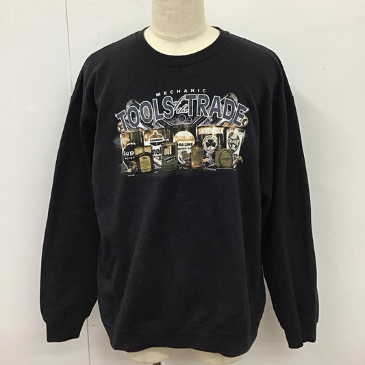 古着 USED トレーナー 長袖 スウェット 裏起毛 プリント 黒 / ブラック /  メンズ USED 古着 中古 10116821