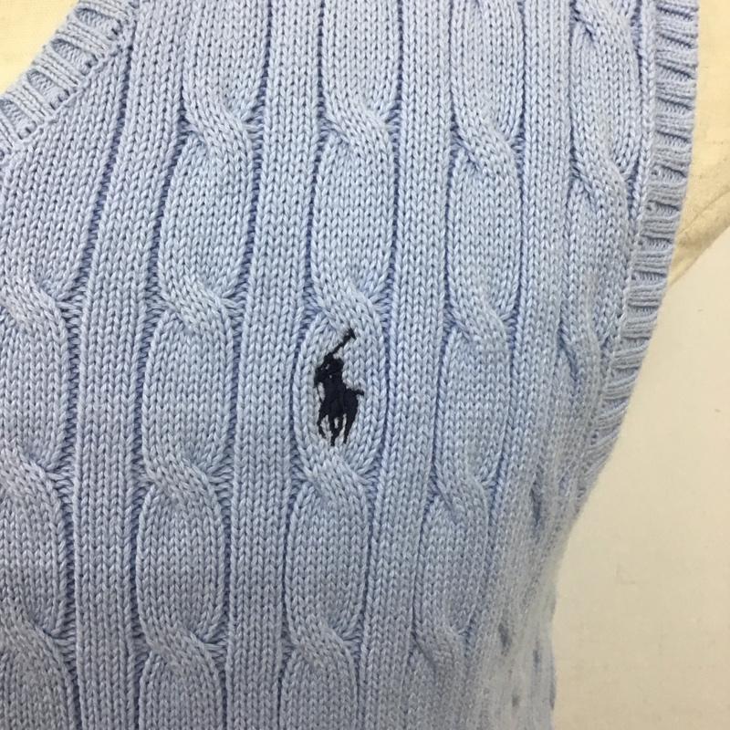 ポロラルフローレン POLO RALPH LAUREN ベスト ベスト ニットベスト ノースリーブニット Vネック XL ロゴ、文字 水色 / ライトブルー /  メンズ USED 古着 中古 10123900