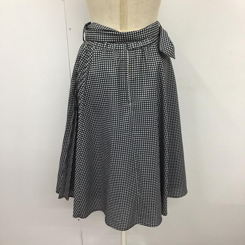 ジルスチュアート JILLSTUART スカート ひざ丈スカート 125-0140646 アシンメトリーデザイン フレアスカート ベルト ギンガム S チェック 白 / ホワイト / X 黒 / ブラック /  レディース USED 古着 中古 10110869