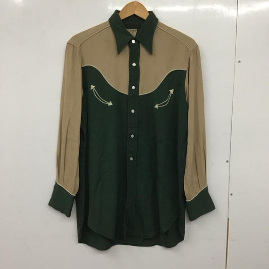 リーバイス Levi s シャツ、ブラウス 長袖 50s ショートホーン ウエスタンシャツ ヴィンテージ 古着 無地 緑 / グリーン / X ベージュ / ベージュ /  メンズ USED 古着 中古 10139034