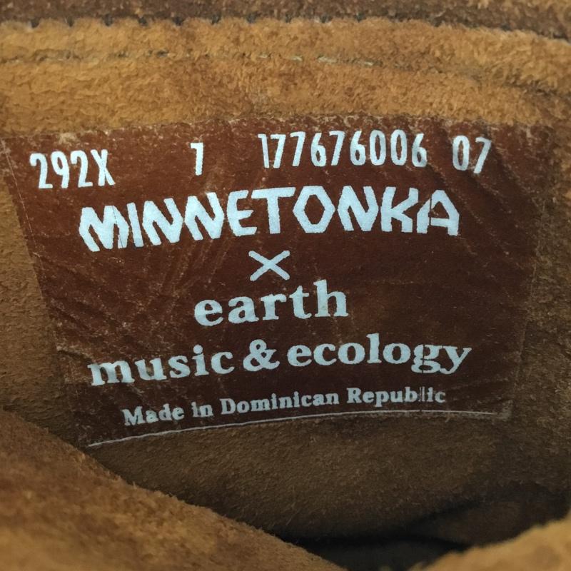 ミネトンカ Minnetonka ブーツ ショートブーツ 292X バックジップブーツ earth music&ecology コラボ フリンジ 無地 茶 / ブラウン /  レディース USED 古着 中古 10105965