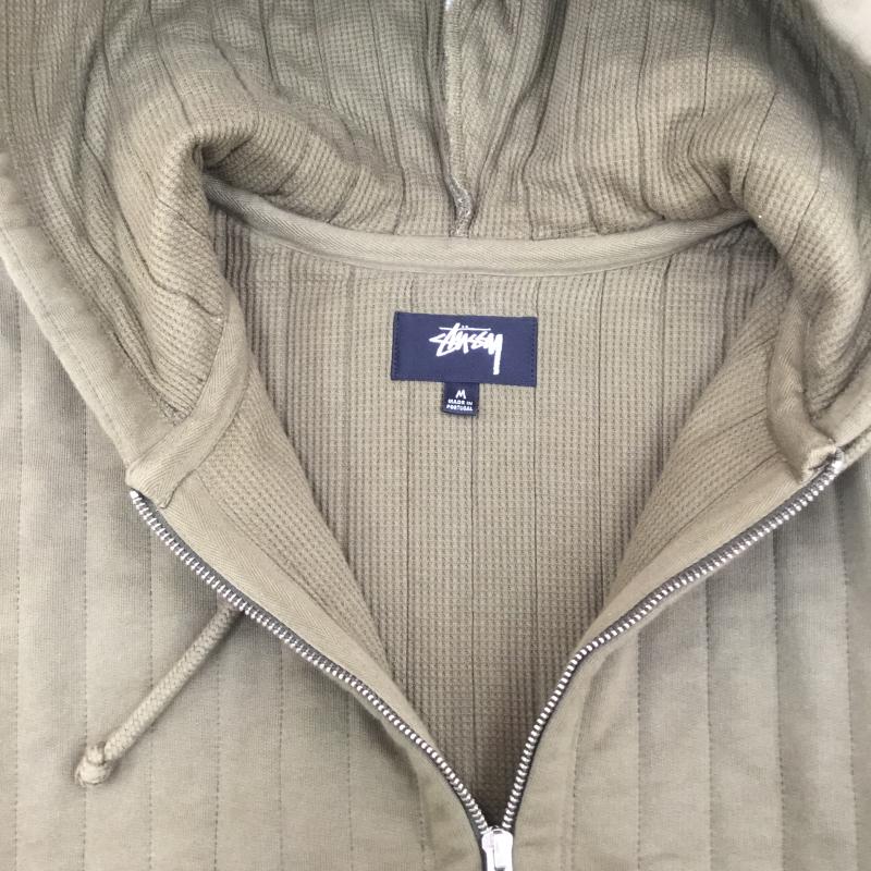 ステューシー STUSSY パーカー 長袖 ジップパーカー　VERTICAL　QUILTED　ZIP　HOODIE M ロゴ、文字 緑 / グリーン /  メンズ USED 古着 中古 10122739