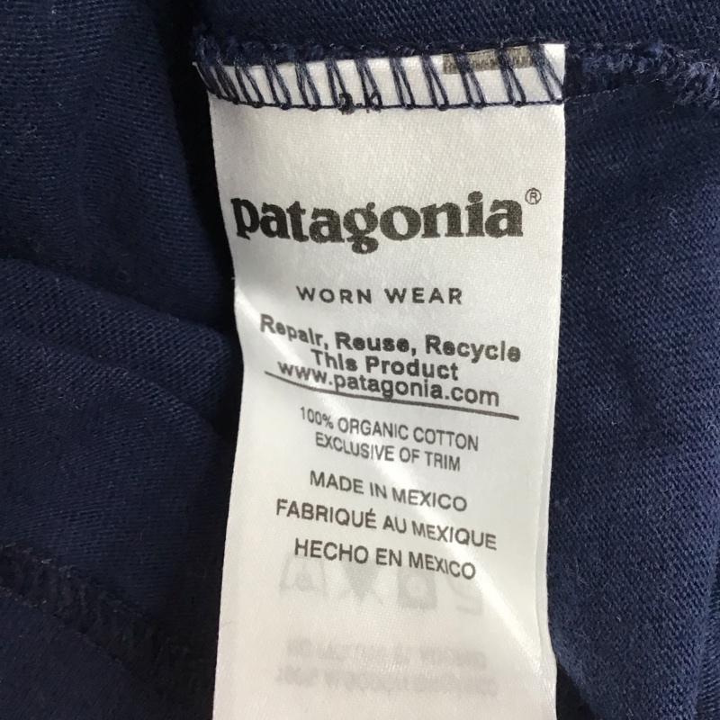 パタゴニア patagonia Tシャツ 半袖 半袖カットソー プリントTシャツ クルーネックカットソー M ロゴ、文字 紺 / ネイビー /  メンズ USED 古着 中古 10124353
