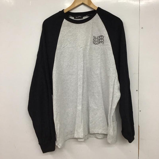 スラッピー SLOPPY カットソー 七分袖 ラグラン FREE ロゴ、文字 黒 / ブラック / X 灰 / グレー /  レディース USED 古着 中古 10149787