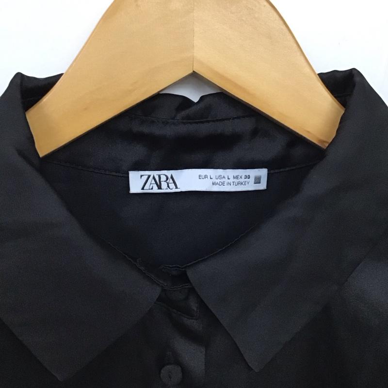 ザラ ZARA シャツ、ブラウス 長袖 3666 156 800 ドロップショルダー L 無地 黒 / ブラック /  レディース USED 古着 中古 10131107