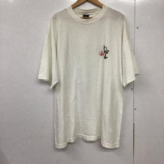 ステューシー STUSSY Tシャツ 半袖 半袖カットソー プリントTシャツ クルーネックカットソー XL プリント 白 / ホワイト /  メンズ USED 古着 中古 10142963