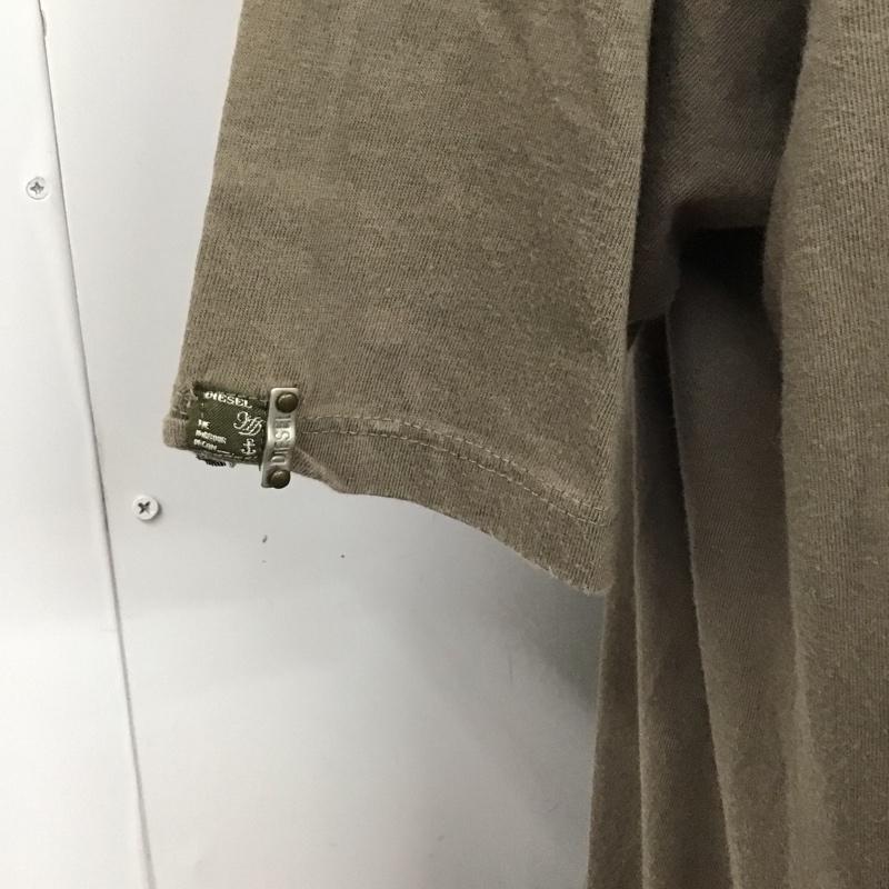 ディーゼル DIESEL Tシャツ 半袖 Vネック プリント L ロゴ、文字 茶 / ブラウン /  メンズ USED 古着 中古 10107537