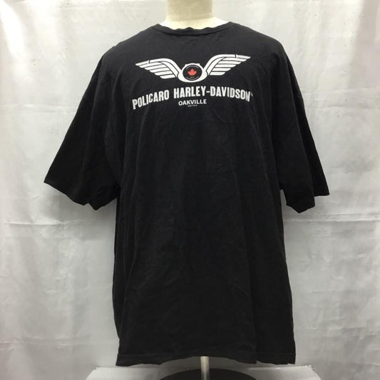 ハーレーダビッドソン Harley-Davidson Tシャツ 半袖 半袖カットソー プリントTシャツ クルーネックカットソー ロゴ、文字 黒 / ブラック /  メンズ USED 古着 中古 10106486