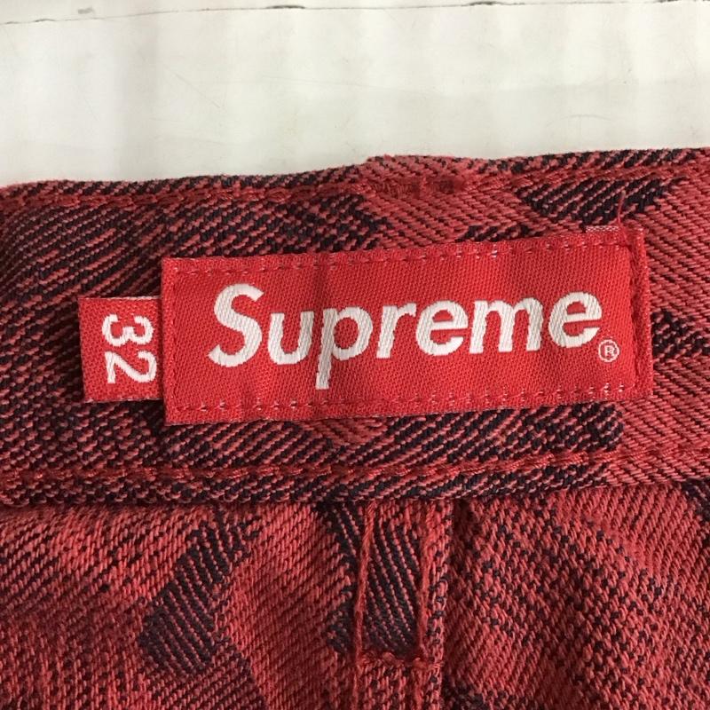 シュプリーム Supreme パンツ ショートパンツ SS23 FlamesJacquardBaggyDenimShort ショートパンツ ハーフパンツ 32インチ プリント 黒 / ブラック / X 赤 / レッド /  メンズ USED 古着 中古 10118304