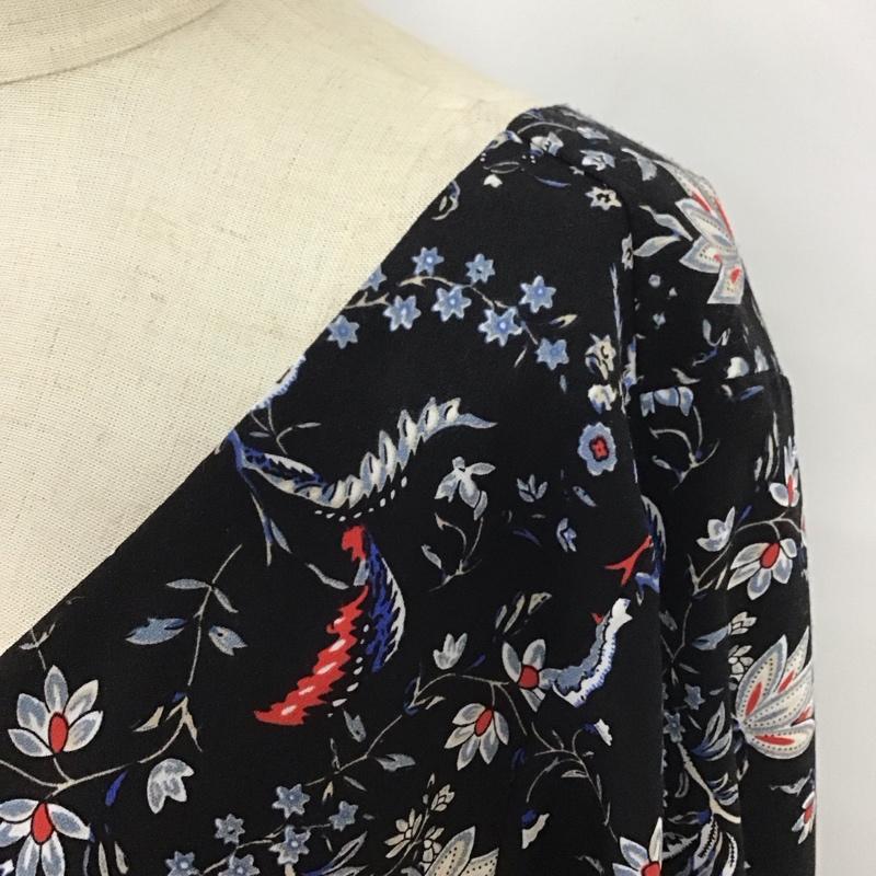 ジーナシス JEANASIS ワンピース ロングスカート JS070961MT Vネック 前開き 七分袖 FREE 総柄 マルチカラー / マルチカラー /  レディース USED 古着 中古 10116467