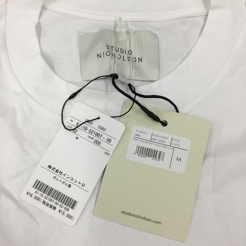 スタジオニコルソン STUDIO NICHOLSON Tシャツ 半袖 51-10-321007-00 22SS MIDWEIGHTJRSYLOGO 半袖カットソー M 無地 白 / ホワイト /  メンズ USED 古着 中古 10121050